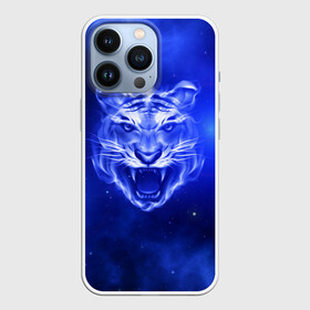 Чехол для iPhone 13 Pro с принтом Космический тигр в Кировске,  |  | cat | neon | new year | tiger | восточный гороскоп | год тигра | голова | день рождения | дикие животные | зверь | злой кот | злой тигр | кот | кошак | кошка | неоновый | новый год | огненный | оскал | подарок