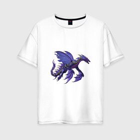 Женская футболка хлопок Oversize с принтом Сумеречный дракон в Кировске, 100% хлопок | свободный крой, круглый ворот, спущенный рукав, длина до линии бедер
 | арт | дракон | ночь | рисунок | сон | сонный зверь | сумерки | фантастический зверь | фантастическое животное