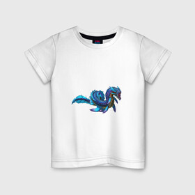 Детская футболка хлопок с принтом Глубинный левиафан в Кировске, 100% хлопок | круглый вырез горловины, полуприлегающий силуэт, длина до линии бедер | арт | глубина | дракон | левиафан | море | океан | рисунок | фантастический зверь | фантастическое животное