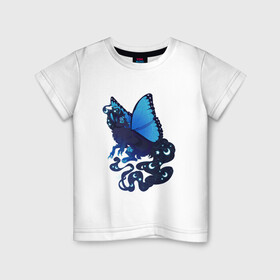 Детская футболка хлопок с принтом Звёздная фея в Кировске, 100% хлопок | круглый вырез горловины, полуприлегающий силуэт, длина до линии бедер | арт | бабочка | волк | звезда | звёздочки | звёзды | крылья | луна | луны | ночь | рисунок | фантастический зверь | фантастическое животное