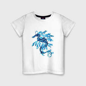 Детская футболка хлопок с принтом Морской дракон в Кировске, 100% хлопок | круглый вырез горловины, полуприлегающий силуэт, длина до линии бедер | арт | дракон | конёк | конь | море | морской конёк | рисунок | фантастический зверь | фантастическое животное