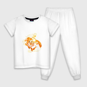 Детская пижама хлопок с принтом Солнечный волк в Кировске, 100% хлопок |  брюки и футболка прямого кроя, без карманов, на брюках мягкая резинка на поясе и по низу штанин
 | арт | волк | искра | огонь | рисунок | солнечный зверь | солнце | фантастический зверь | фантастическое животное