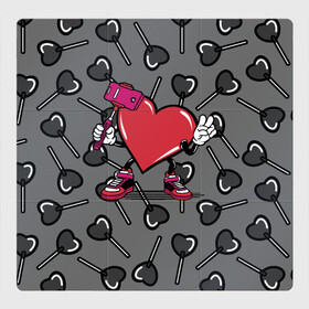 Магнитный плакат 3Х3 с принтом Сердечко сэлфи в Кировске, Полимерный материал с магнитным слоем | 9 деталей размером 9*9 см | Тематика изображения на принте: peace | selfi | мир | сердечко | сердце | сэлфи | фотка