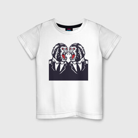 Детская футболка хлопок с принтом Злые обезьяны в костюмах в Кировске, 100% хлопок | круглый вырез горловины, полуприлегающий силуэт, длина до линии бедер | monkey | гориллы | обезьяны | планета обезьян | человек   обезьяна