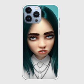 Чехол для iPhone 13 Pro Max с принтом Billie Eilish: 3D в Кировске,  |  | 3d | billie eilish | белый | бирюзовый | волосы | лицо | музыка