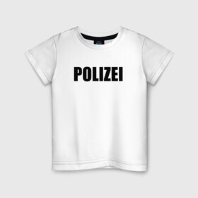 Детская футболка хлопок с принтом POLIZEI Полиция Надпись Черная в Кировске, 100% хлопок | круглый вырез горловины, полуприлегающий силуэт, длина до линии бедер | germany | германия | милиция | надпись | немецкая | сила | структуры | чб | швейцария