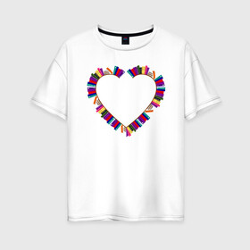 Женская футболка хлопок Oversize с принтом Сердце из книг в Кировске, 100% хлопок | свободный крой, круглый ворот, спущенный рукав, длина до линии бедер
 | иллюстрация | книги | рисунок | сердце | чтение
