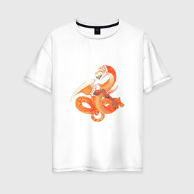 Женская футболка хлопок Oversize с принтом Дракон солнца в Кировске, 100% хлопок | свободный крой, круглый ворот, спущенный рукав, длина до линии бедер
 | арт | дракон | рисунок | сова | солнце | фантастический зверь | фантастическое животное
