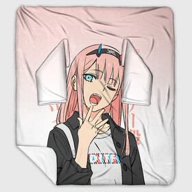 Плед с рукавами с принтом Zero Two Darling in the Franxx в Кировске, 100% полиэстер | Закругленные углы, все края обработаны. Ткань не мнется и не растягивается. Размер 170*145 | 02 | anime girl | darling in the franxx | zero two | аниме | дарлинг во франксе | девушка с розовыми волосами | манга | милый во франксе | ноль два | розовые волосы | тян