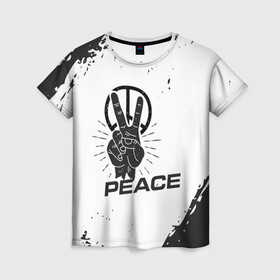 Женская футболка 3D с принтом Peace | Мир (Z) в Кировске, 100% полиэфир ( синтетическое хлопкоподобное полотно) | прямой крой, круглый вырез горловины, длина до линии бедер | anarchy | hippies | peace | анархизм | анархия | два пальца | знак | знаки | любовь | мир | хиппи