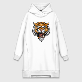 Платье-худи хлопок с принтом Boss Tiger в Кировске,  |  | 2022 | animal | cat | lion | tiger | год тигра | животные | зубы | кот | кошка | лев | охотник | полосатый | природа | тигр | тигренок | тигрица | хищник