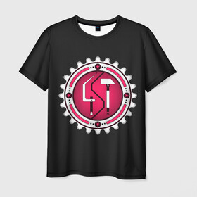Мужская футболка 3D с принтом ZNB-Team в Кировске, 100% полиэфир | прямой крой, круглый вырез горловины, длина до линии бедер | flat design | znb | звезда | розовая | серп молот | текст | черный | шестерёнка