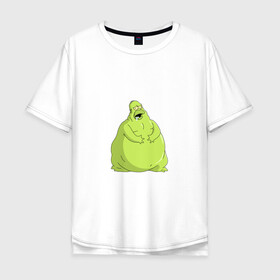 Мужская футболка хлопок Oversize с принтом Гомер зеленый шар в Кировске, 100% хлопок | свободный крой, круглый ворот, “спинка” длиннее передней части | гомер симпсон | зеленый слизень | хэллоуин