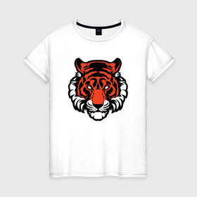 Женская футболка хлопок с принтом Мой Тигр в Кировске, 100% хлопок | прямой крой, круглый вырез горловины, длина до линии бедер, слегка спущенное плечо | 2022 | animal | cat | lion | tiger | год тигра | животные | зубы | кот | кошка | лев | охотник | полосатый | природа | тигр | тигренок | тигрица | хищник