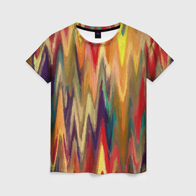 Женская футболка 3D с принтом Секрет иката в Кировске, 100% полиэфир ( синтетическое хлопкоподобное полотно) | прямой крой, круглый вырез горловины, длина до линии бедер | икат | картина | рисунок | узор | цвет