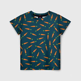 Детская футболка 3D с принтом Морковки паттерн в Кировске, 100% гипоаллергенный полиэфир | прямой крой, круглый вырез горловины, длина до линии бедер, чуть спущенное плечо, ткань немного тянется | carrot | веган | вегетарианец | еда | зож | морковка | морковки | паттерн | правильное питание | темный принт