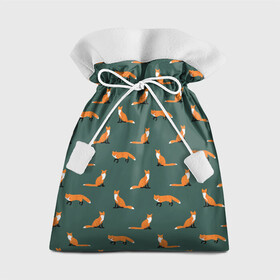 Подарочный 3D мешок с принтом Лисы паттерн в Кировске, 100% полиэстер | Размер: 29*39 см | животные | звери | зеленый цвет | лесные животные | лиса | лисы | оранжевый | паттерн | рыжий