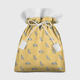 Подарочный 3D мешок с принтом Еноты паттерн в Кировске, 100% полиэстер | Размер: 29*39 см | pattern | raccoons | еноты | забавные животные | звери | кремовый | охра | охристый | паттерн | песочный цвет | светло желтый
