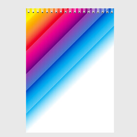 Скетчбук с принтом РАДУЖНЫЕ ПОЛОСЫ | RAINBOW (Z) в Кировске, 100% бумага
 | 48 листов, плотность листов — 100 г/м2, плотность картонной обложки — 250 г/м2. Листы скреплены сверху удобной пружинной спиралью | abstraction | colors | geometry | lines | paints | rainbow | stripes | texture | абстракция | краски | полосы | радуга | радужные полосы | текстура