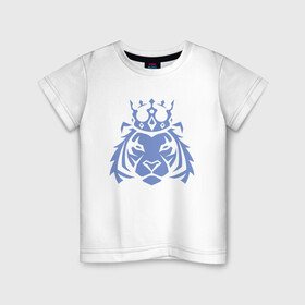 Детская футболка хлопок с принтом Царь Тигр в Кировске, 100% хлопок | круглый вырез горловины, полуприлегающий силуэт, длина до линии бедер | 2022 | animal | cat | king | lion | tiger | год тигра | животные | зверь | зубы | король | кот | кошка | лев | охотник | полосатый | природа | тигр | тигренок | тигрица | хищник | царь
