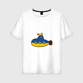 Женская футболка хлопок Oversize с принтом Подводная лодка в Кировске, 100% хлопок | свободный крой, круглый ворот, спущенный рукав, длина до линии бедер
 | submarine | наутилус | подводная лодка