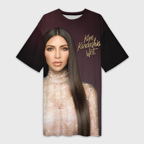 Платье-футболка 3D с принтом Ким Кардашьян в Кировске,  |  | armenian | celebrity | kardashian family | kim kardashian | long hair | mesh | rhinestones | shiny dress | армянка | блестящее платье | длинные волосы | знаменитость | ким кардашьян | семейство кардашьян | сетка 