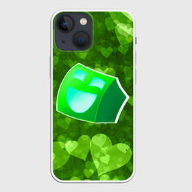 Чехол для iPhone 13 mini с принтом Geometry Dash | Green Love (Z) в Кировске,  |  | 2d | arcade | game | geometry dash | meltdown | robtop | аркада | геометри даш | геометрическая черточка | геометрический тире | раннер
