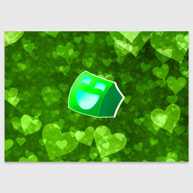 Поздравительная открытка с принтом Geometry Dash | Green Love (Z) в Кировске, 100% бумага | плотность бумаги 280 г/м2, матовая, на обратной стороне линовка и место для марки
 | 2d | arcade | game | geometry dash | meltdown | robtop | аркада | геометри даш | геометрическая черточка | геометрический тире | раннер