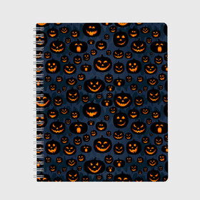 Тетрадь с принтом HALLOWEEN в Кировске, 100% бумага | 48 листов, плотность листов — 60 г/м2, плотность картонной обложки — 250 г/м2. Листы скреплены сбоку удобной пружинной спиралью. Уголки страниц и обложки скругленные. Цвет линий — светло-серый
 | halloween | holiday | pumpkin | samayn | vampire | zombie | вампир | ведьма | вечеринка | день всех святых | зомби | карнавал | маскарад | мертвец | оборотень | привидение | самайн | светильник джека | страшный джек | труп