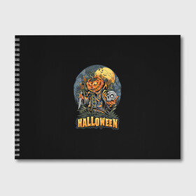 Альбом для рисования с принтом HALLOWEEN в Кировске, 100% бумага
 | матовая бумага, плотность 200 мг. | halloween | holiday | pumpkin | samayn | vampire | zombie | вампир | ведьма | вечеринка | день всех святых | зомби | карнавал | маскарад | мертвец | оборотень | привидение | самайн | светильник джека | страшный джек | труп