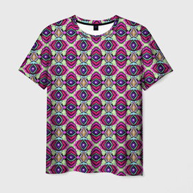 Мужская футболка 3D с принтом Абстрактный современный узор в Кировске, 100% полиэфир | прямой крой, круглый вырез горловины, длина до линии бедер | арабский | красный | оливковый | орнамент | пляжный | популярный | разноцветный | этнический орнамент