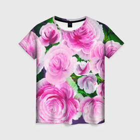 Женская футболка 3D с принтом Цветы 