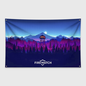 Флаг-баннер с принтом Purplewatch в Кировске, 100% полиэстер | размер 67 х 109 см, плотность ткани — 95 г/м2; по краям флага есть четыре люверса для крепления | firewatch | gamers | games | вышка | иллюстрация | лес