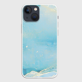 Чехол для iPhone 13 mini с принтом Голубая Акварель в Кировске,  |  | волны | золото | золотой | камень | красивый | краски | мрамор | пастель | разводы | текстура | узор