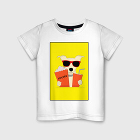 Детская футболка хлопок с принтом Пес кинофил в Кировске, 100% хлопок | круглый вырез горловины, полуприлегающий силуэт, длина до линии бедер | кино | киноман | киносеанс | кинотеатр | кинофил | пес | собака