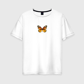 Женская футболка хлопок Oversize с принтом Бабочка в Кировске, 100% хлопок | свободный крой, круглый ворот, спущенный рукав, длина до линии бедер
 | butterfly | бабочка | крылья | минимализм | насекомые