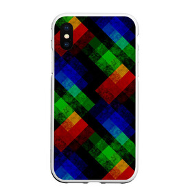 Чехол для iPhone XS Max матовый с принтом Разноцветный мраморный узор  в Кировске, Силикон | Область печати: задняя сторона чехла, без боковых панелей | абстрактный | зеленый | красный | мраморный | пэчворк | радужный | разноцветный | синий | черный