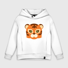 Детское худи Oversize хлопок с принтом Cute Tiger в Кировске, френч-терри — 70% хлопок, 30% полиэстер. Мягкий теплый начес внутри —100% хлопок | боковые карманы, эластичные манжеты и нижняя кромка, капюшон на магнитной кнопке | 2022 | animal | cat | lion | tiger | год тигра | животные | зверь | зубы | кот | кошка | лев | охотник | полосатый | природа | тигр | тигренок | тигрица | хищник