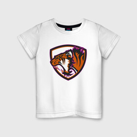 Детская футболка хлопок с принтом Тигр Убийца в Кировске, 100% хлопок | круглый вырез горловины, полуприлегающий силуэт, длина до линии бедер | 2022 | animal | cat | lion | tiger | год тигра | животные | зверь | зубы | кот | кошка | лев | охотник | полосатый | природа | тигр | тигренок | тигрица | хищник