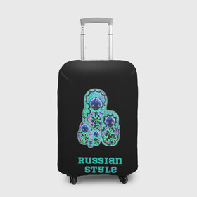 Чехол для чемодана 3D с принтом русский стиль матрешка в Кировске, 86% полиэфир, 14% спандекс | двустороннее нанесение принта, прорези для ручек и колес | матрешка | народный | неоновый | русский | стиль | этно