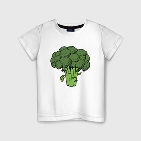 Детская футболка хлопок с принтом Брокколи в Кировске, 100% хлопок | круглый вырез горловины, полуприлегающий силуэт, длина до линии бедер | брокколи | еда | зож | капуста | овощ | растения