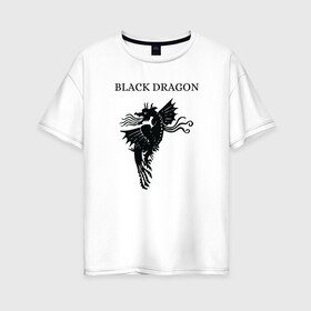 Женская футболка хлопок Oversize с принтом Дракон  в Кировске, 100% хлопок | свободный крой, круглый ворот, спущенный рукав, длина до линии бедер
 | black | dragon | дракон | жар | черный