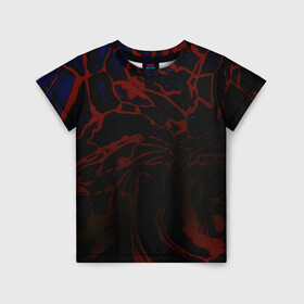 Детская футболка 3D с принтом Извержение Вулкана | Лава  в Кировске, 100% гипоаллергенный полиэфир | прямой крой, круглый вырез горловины, длина до линии бедер, чуть спущенное плечо, ткань немного тянется | volcano | вулкан | извержение лавы | красная лава | магма | подводный вулкан | природные катаклизмы от вулкана | стихийные бедствия вулкана | супервулкан | трещены вулкана