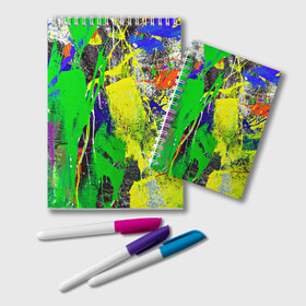 Блокнот с принтом Брызги красок | Grunge Paints в Кировске, 100% бумага | 48 листов, плотность листов — 60 г/м2, плотность картонной обложки — 250 г/м2. Листы скреплены удобной пружинной спиралью. Цвет линий — светло-серый
 | Тематика изображения на принте: abstract | color | dye | grunge | grunge paints | paint | paints | splashes of paint | texture | абстракция | брызги | брызги красок | гранж | колорит | краски | текстура