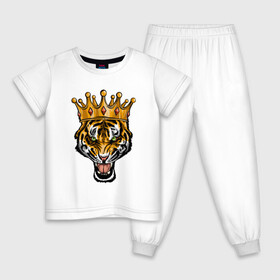 Детская пижама хлопок с принтом Царь тигр в Кировске, 100% хлопок |  брюки и футболка прямого кроя, без карманов, на брюках мягкая резинка на поясе и по низу штанин
 | Тематика изображения на принте: 2022 | animal | cat | lion | tiger | год тигра | животные | зверь | зубы | кот | кошка | лев | охотник | полосатый | природа | тигр | тигренок | тигрица | хищник