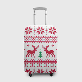 Чехол для чемодана 3D с принтом Зимняя ночь в Кировске, 86% полиэфир, 14% спандекс | двустороннее нанесение принта, прорези для ручек и колес | арт | вязаный рисунок | вязь | дерево | ёлка | ёлки | ель | новый год | олени | олень | рисунок | рождество | снег | снежинка | снежинки