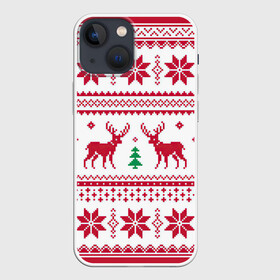 Чехол для iPhone 13 mini с принтом Зимняя ночь в Кировске,  |  | арт | вязаный рисунок | вязь | дерево | ёлка | ёлки | ель | новый год | олени | олень | рисунок | рождество | снег | снежинка | снежинки