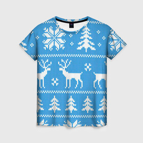Женская футболка 3D с принтом Зимняя ночь в Кировске, 100% полиэфир ( синтетическое хлопкоподобное полотно) | прямой крой, круглый вырез горловины, длина до линии бедер | арт | вязаный рисунок | вязь | ёлка | ёлки | ель | лес | новый год | ночь | олени | олень | рисунок | рождество | снег | снеговик | снеговики | снежинка | снежинки