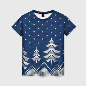 Женская футболка 3D с принтом Зимняя ночь в Кировске, 100% полиэфир ( синтетическое хлопкоподобное полотно) | прямой крой, круглый вырез горловины, длина до линии бедер | арт | вязаный рисунок | вязь | зима | зимняя ночь | лес | новый год | ночь | рисунок | рождество | снег | снеговик | снеговики | снежинка | снежинки