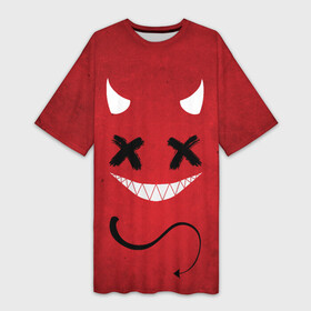 Платье-футболка 3D с принтом Red Evil Smile в Кировске,  |  | emoji | smile | глаза крестики | злой смайл | злой смайлик | зубы | контраст | крестики | подарок | пятна | смайл | смайлик | улыбка | эмоджи | эмоция